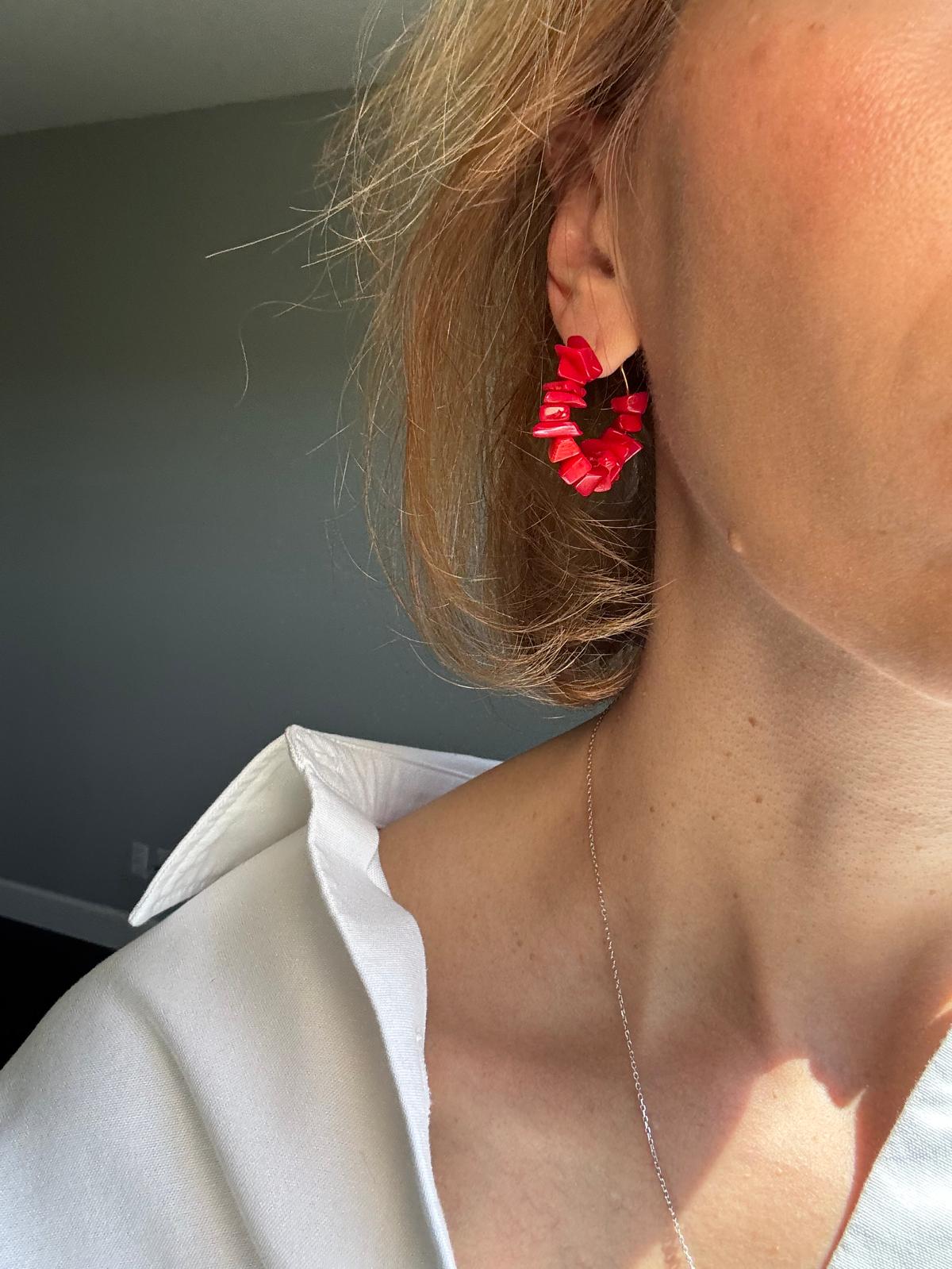 Coral Hoop Earrings