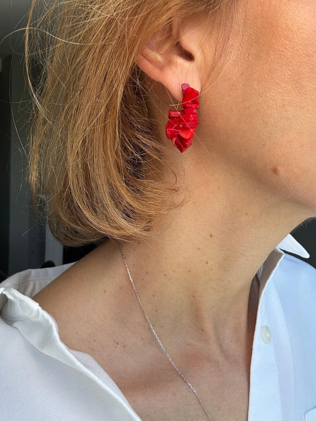 Coral Hoop Earrings