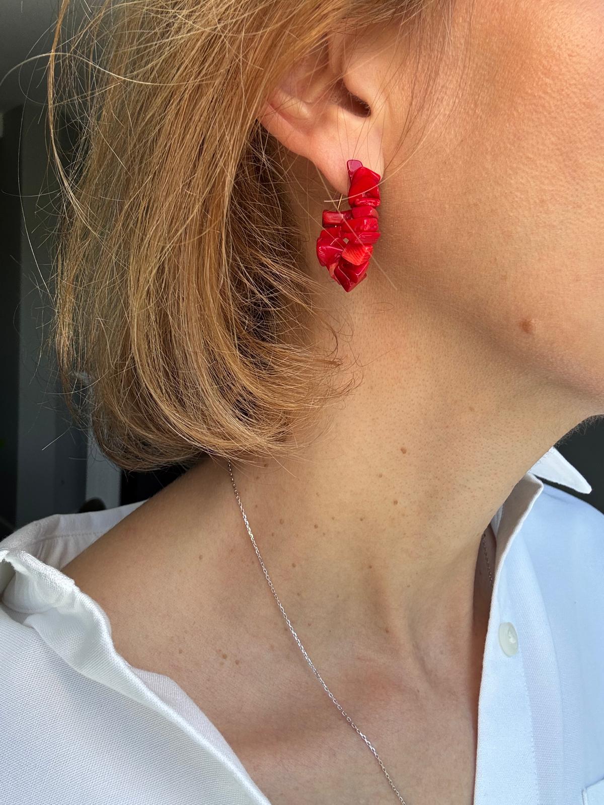 Coral Hoop Earrings