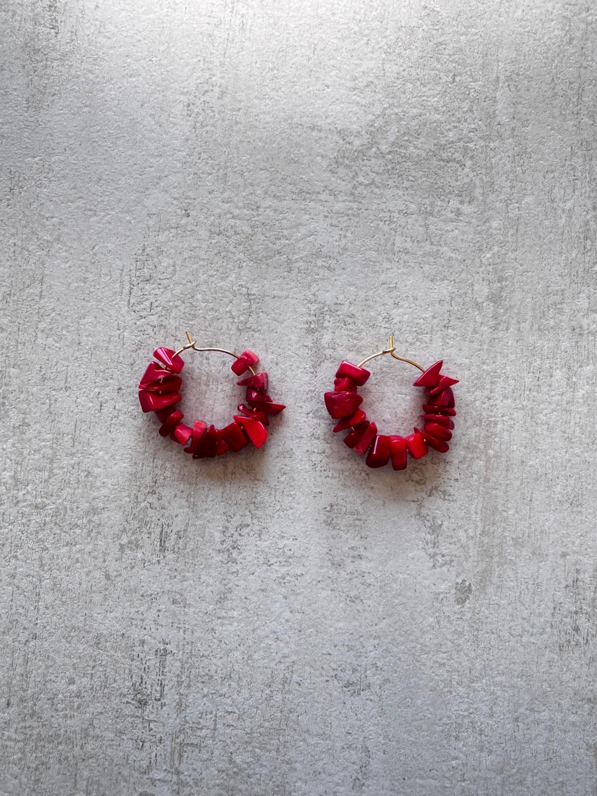 Coral Hoop Earrings