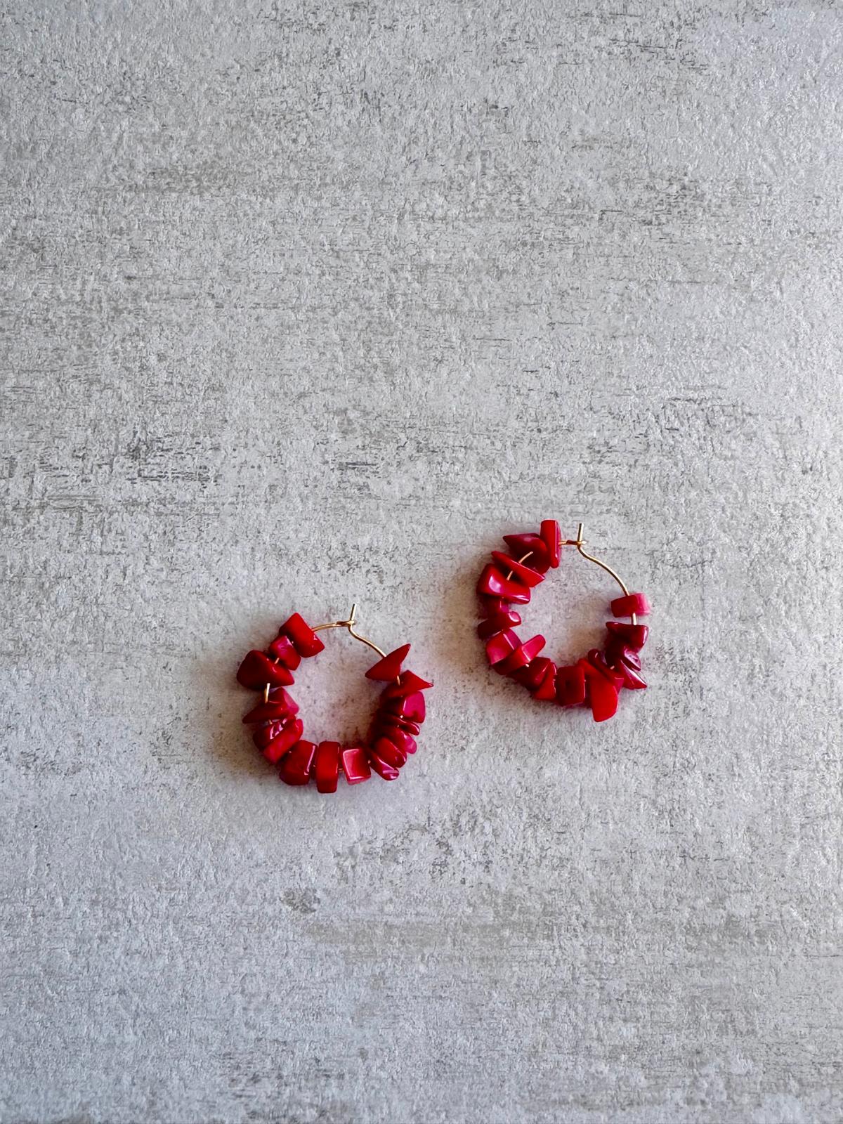 Coral Hoop Earrings