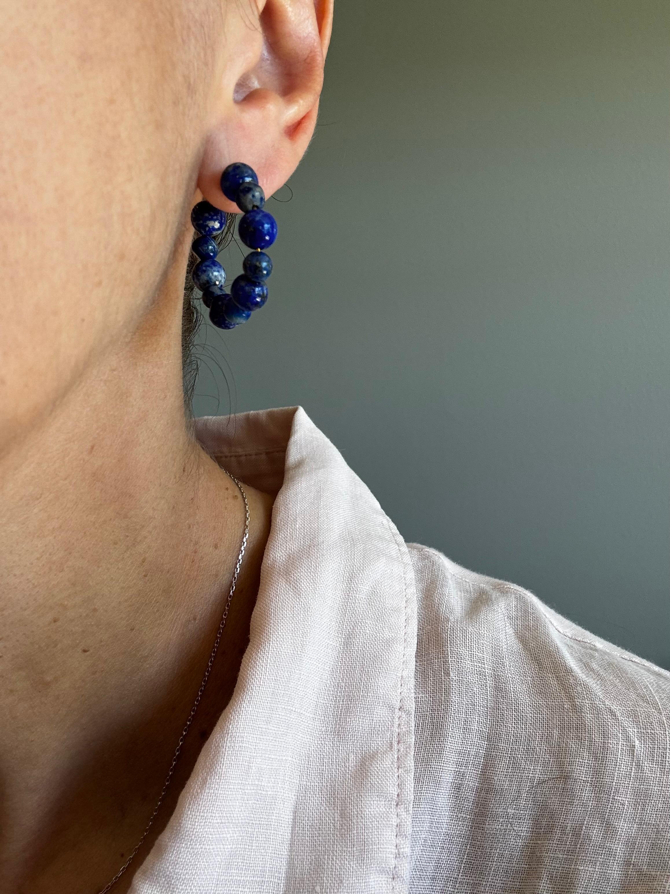 Lapis Lazuli/Malachite Hoop Earrings
