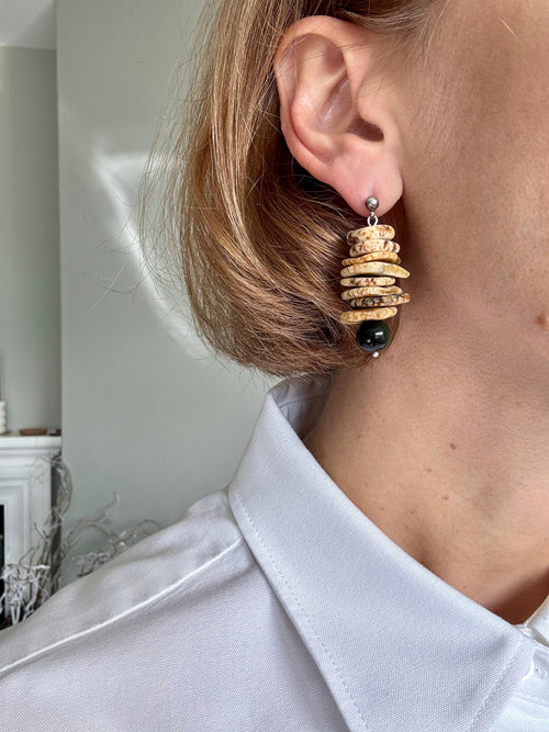 Black Obsidian & Howlite Earrings
