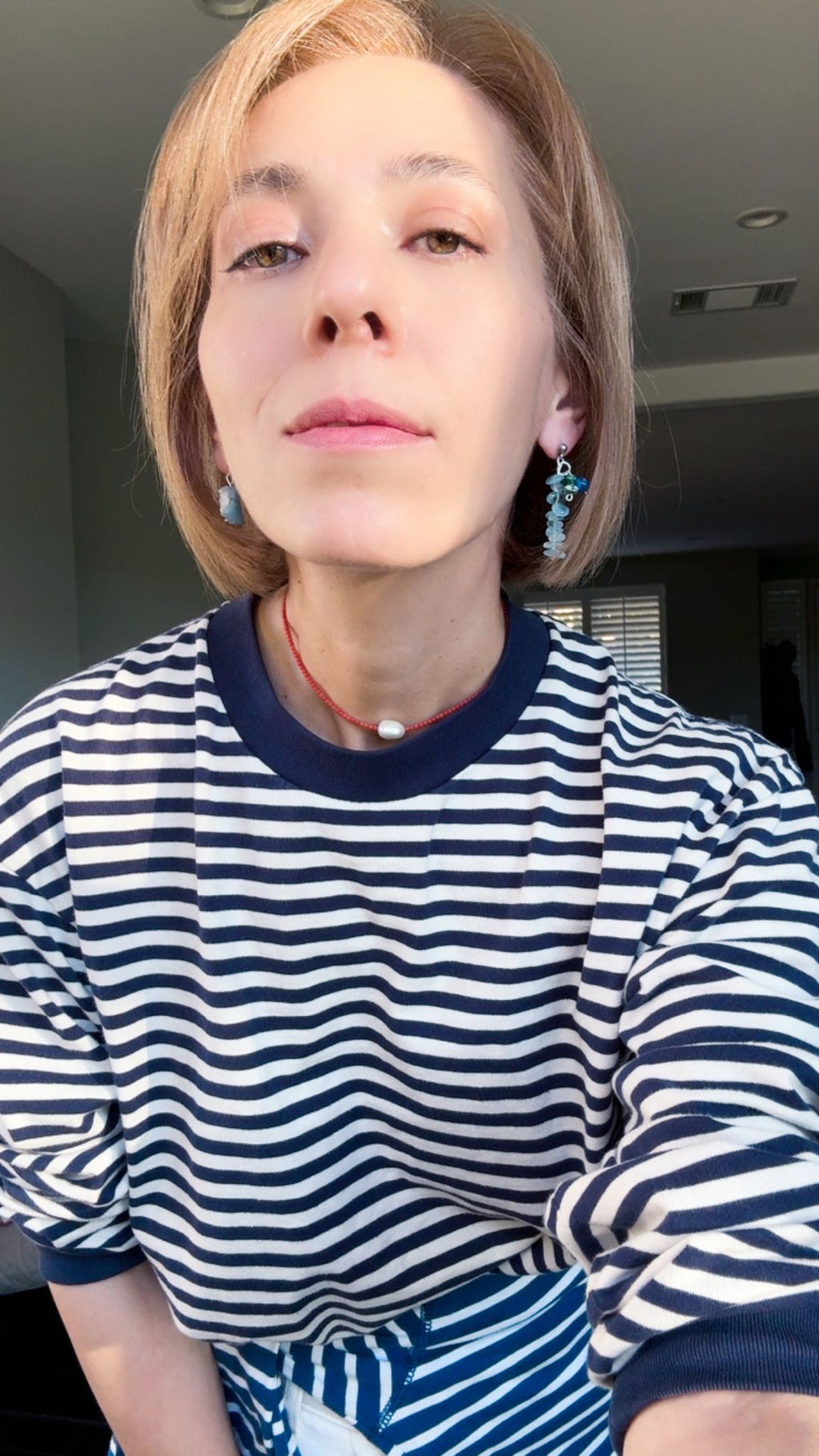 Aquamarine Asymmetric Earrings