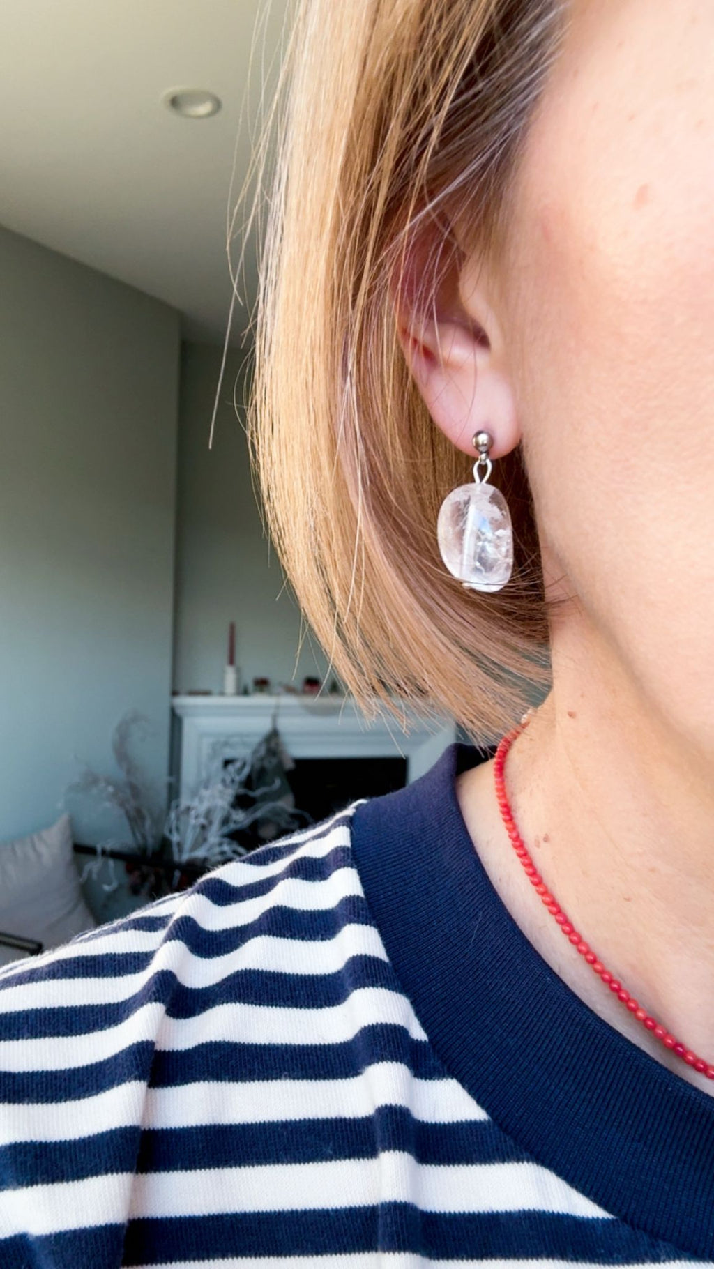 Clear Quartz Asymmetric Earrings