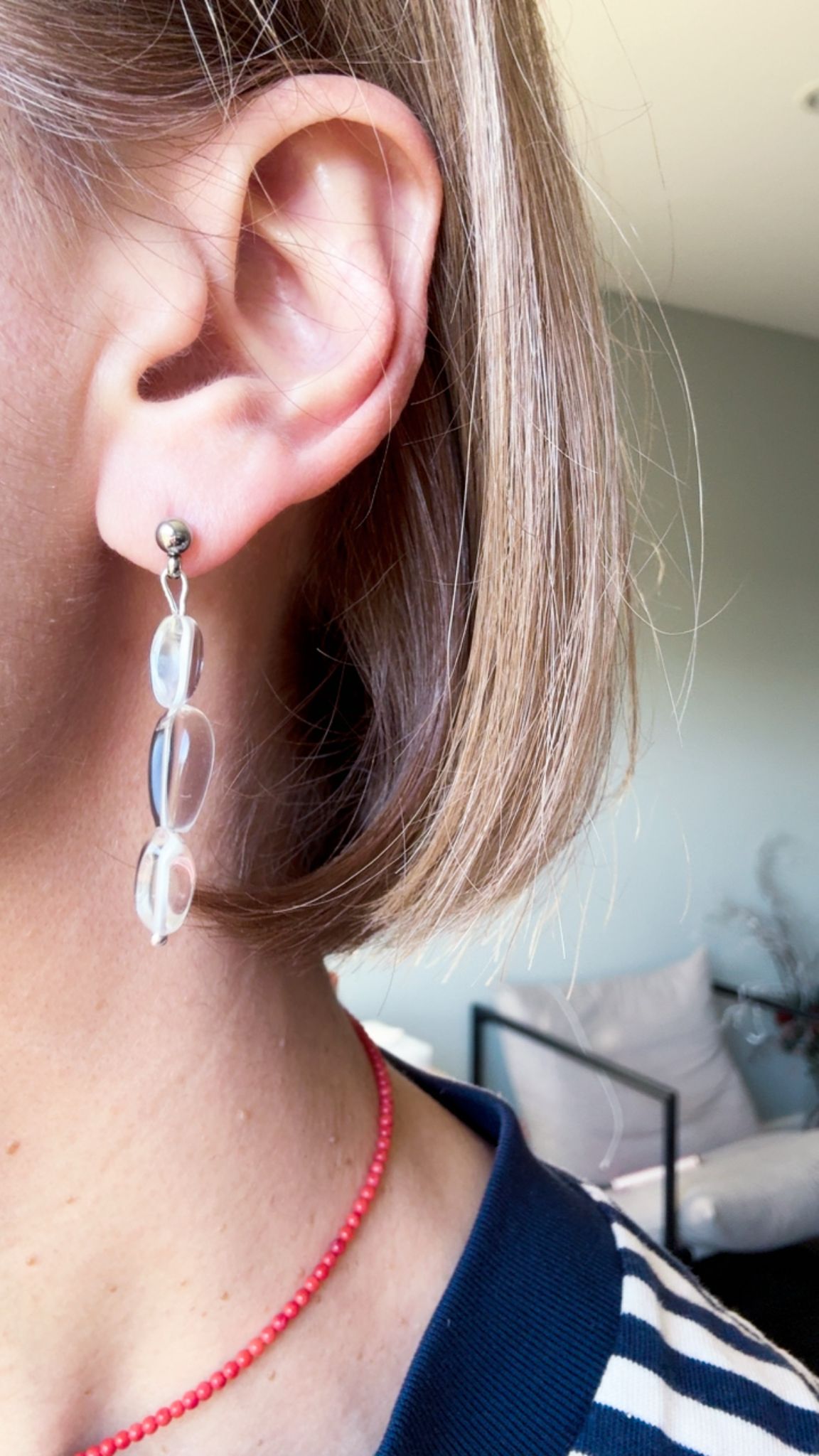 Clear Quartz Asymmetric Earrings