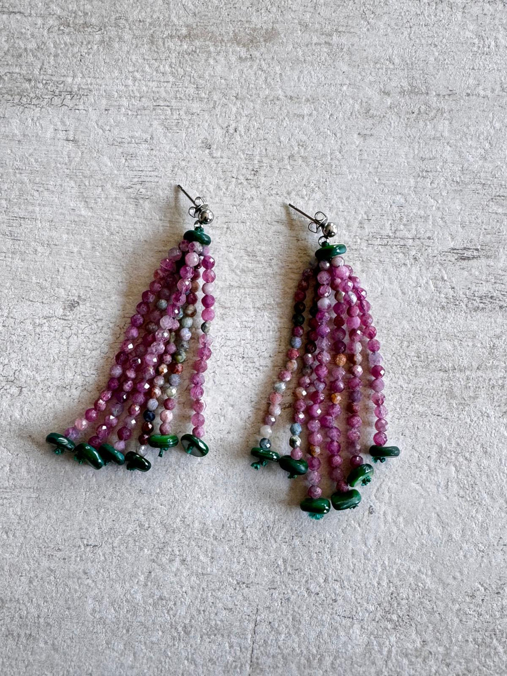 Ballet · No. 012 — Pink tourmaline & mother of pearl tassels