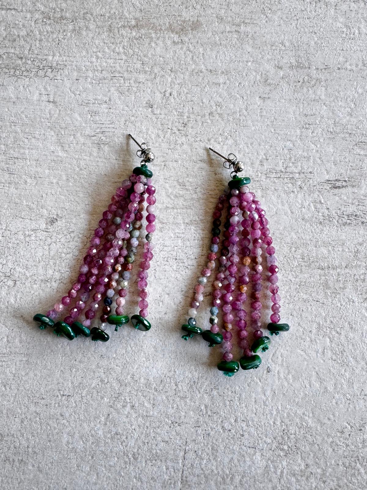 Ballet · No. 012 — Pink tourmaline & mother of pearl tassels