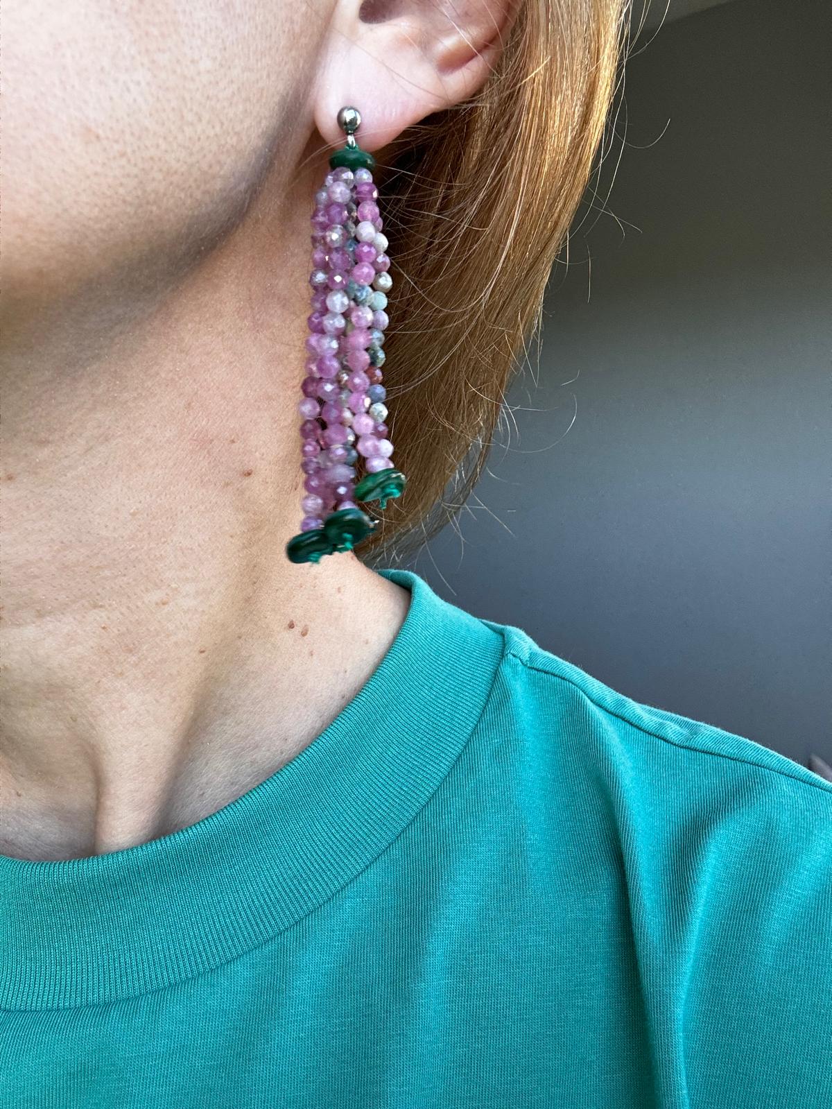 Ballet · No. 012 — Pink tourmaline & mother of pearl tassels