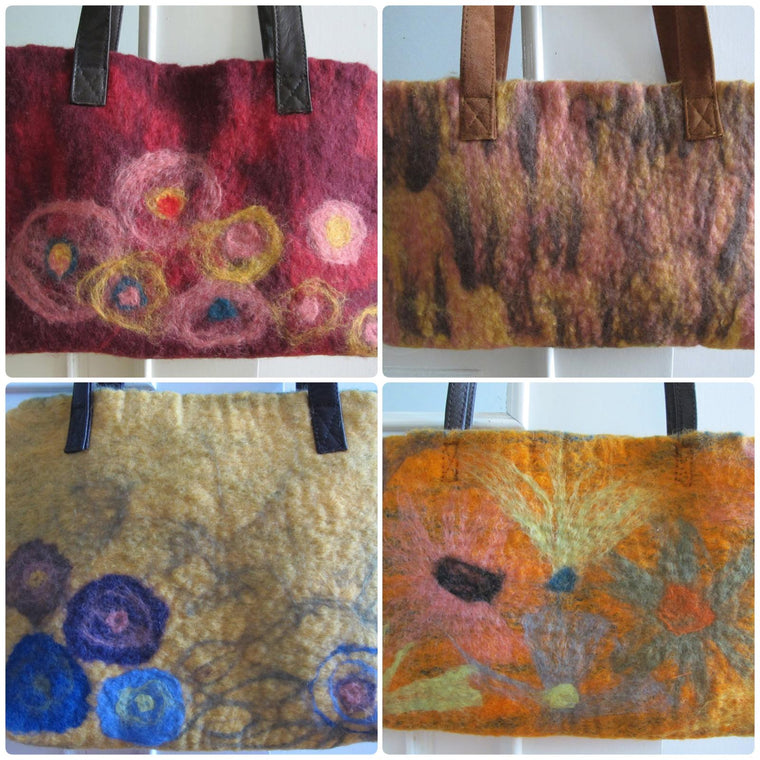 Hand-felted bags from Nuvell's early years, 2009