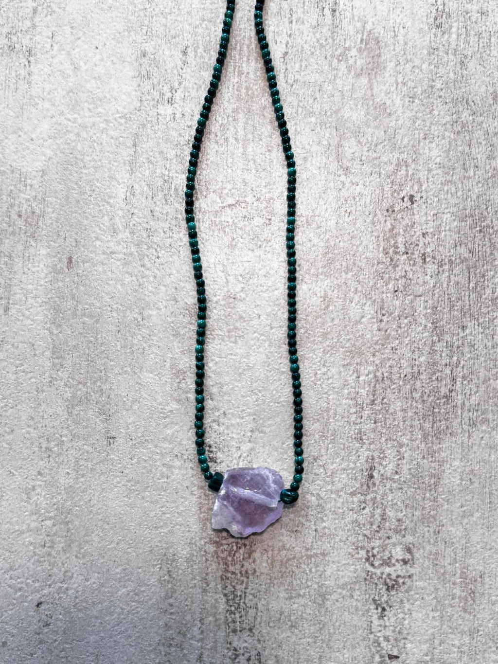 Thistle · No. 068 — Malachite & raw amethyst