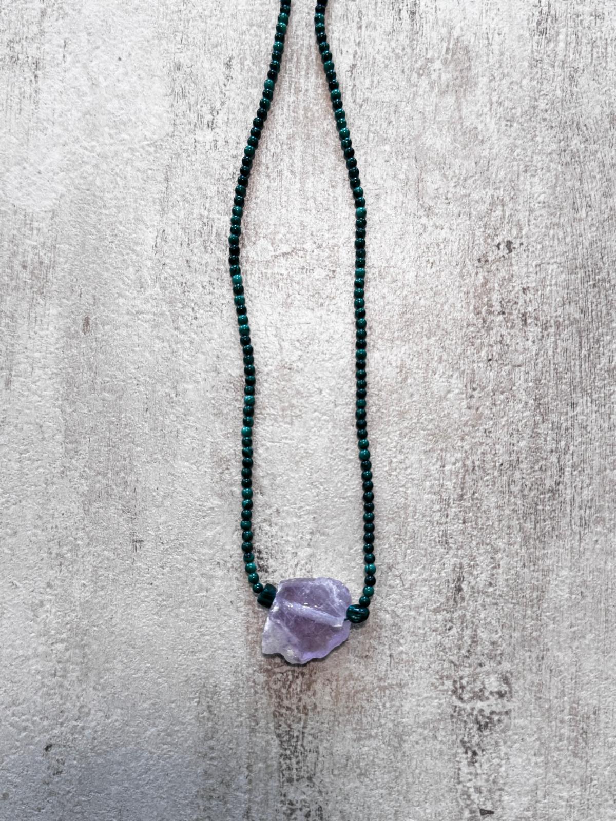 Thistle · No. 068 — Malachite & raw amethyst
