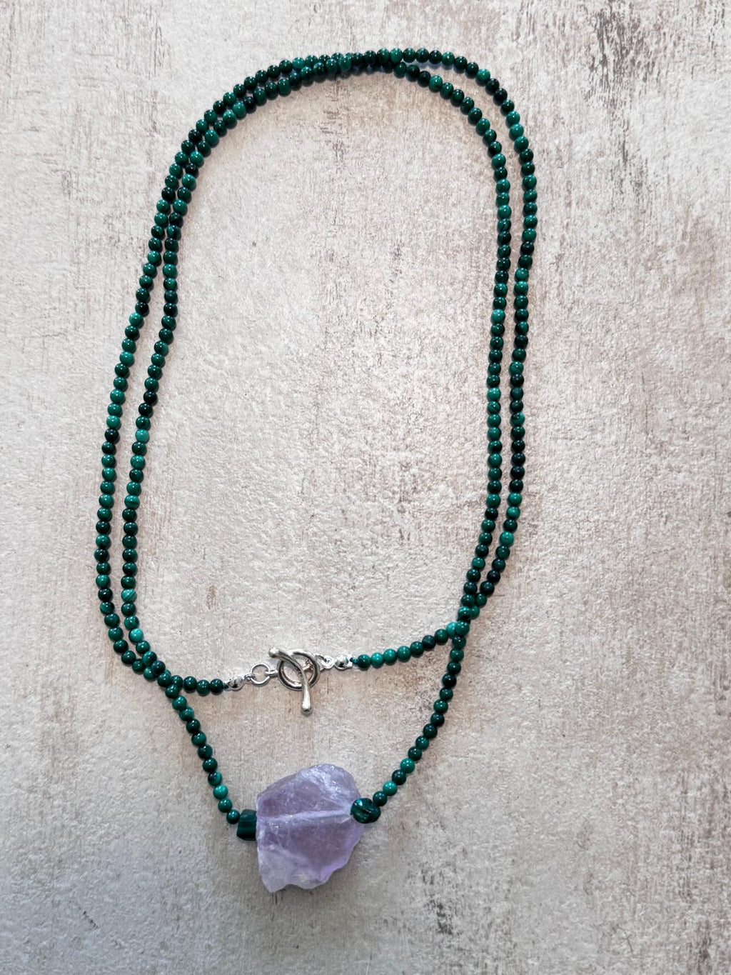 Thistle · No. 068 — Malachite & raw amethyst