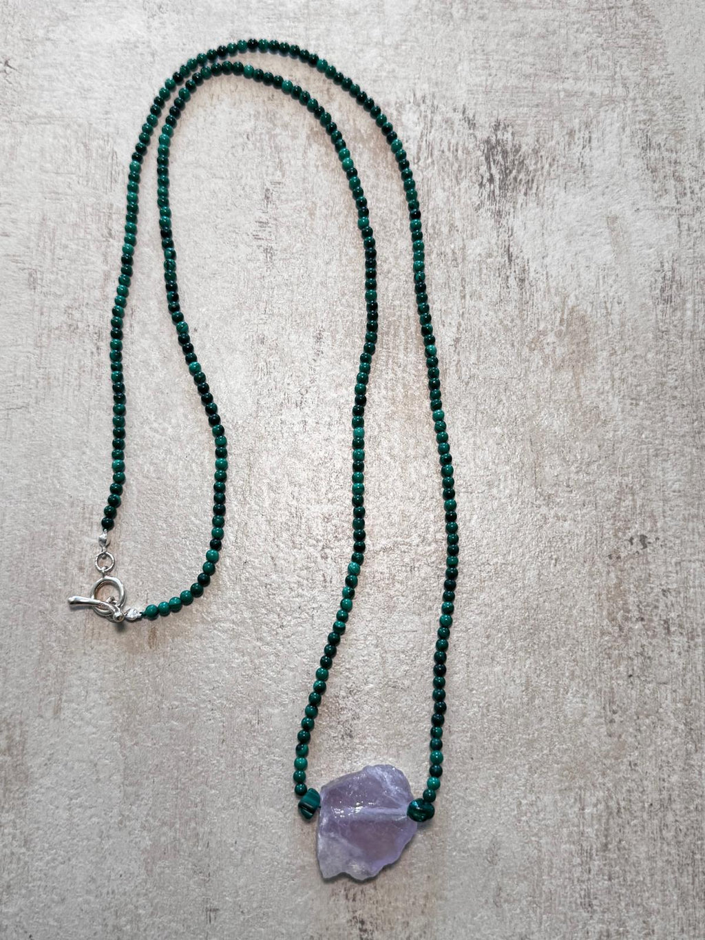 Thistle · No. 068 — Malachite & raw amethyst