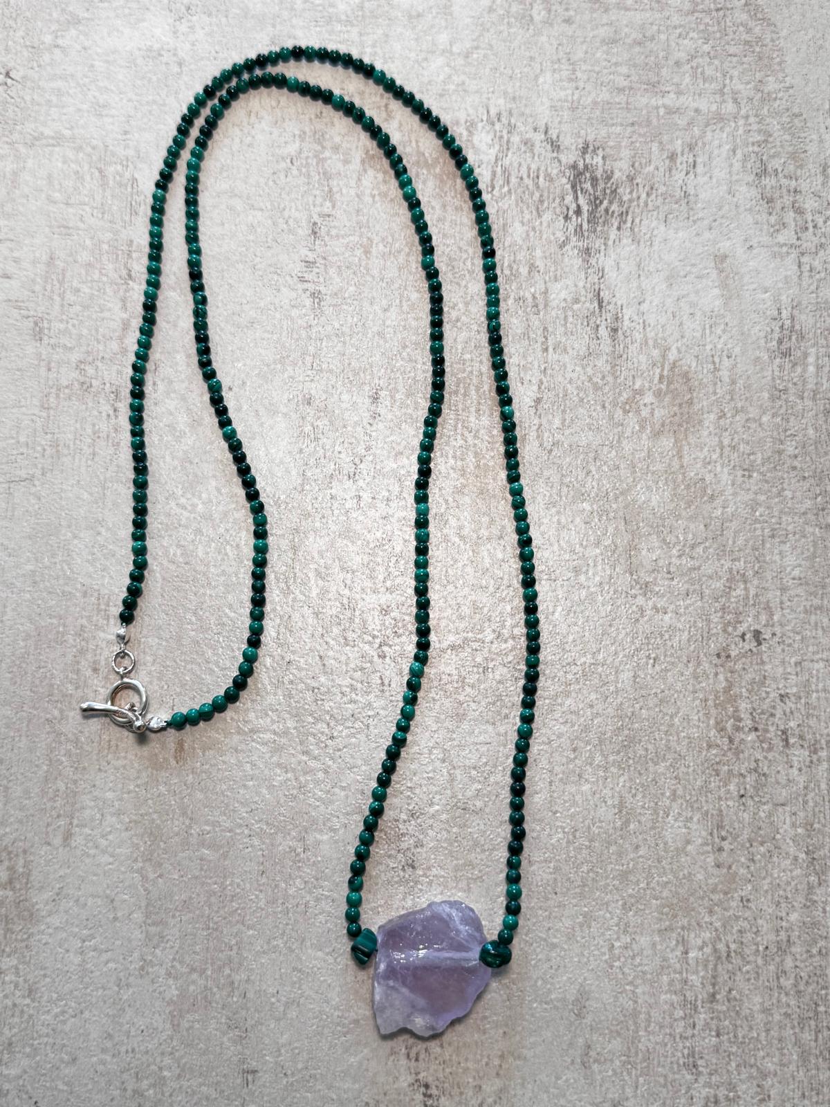 Thistle · No. 068 — Malachite & raw amethyst