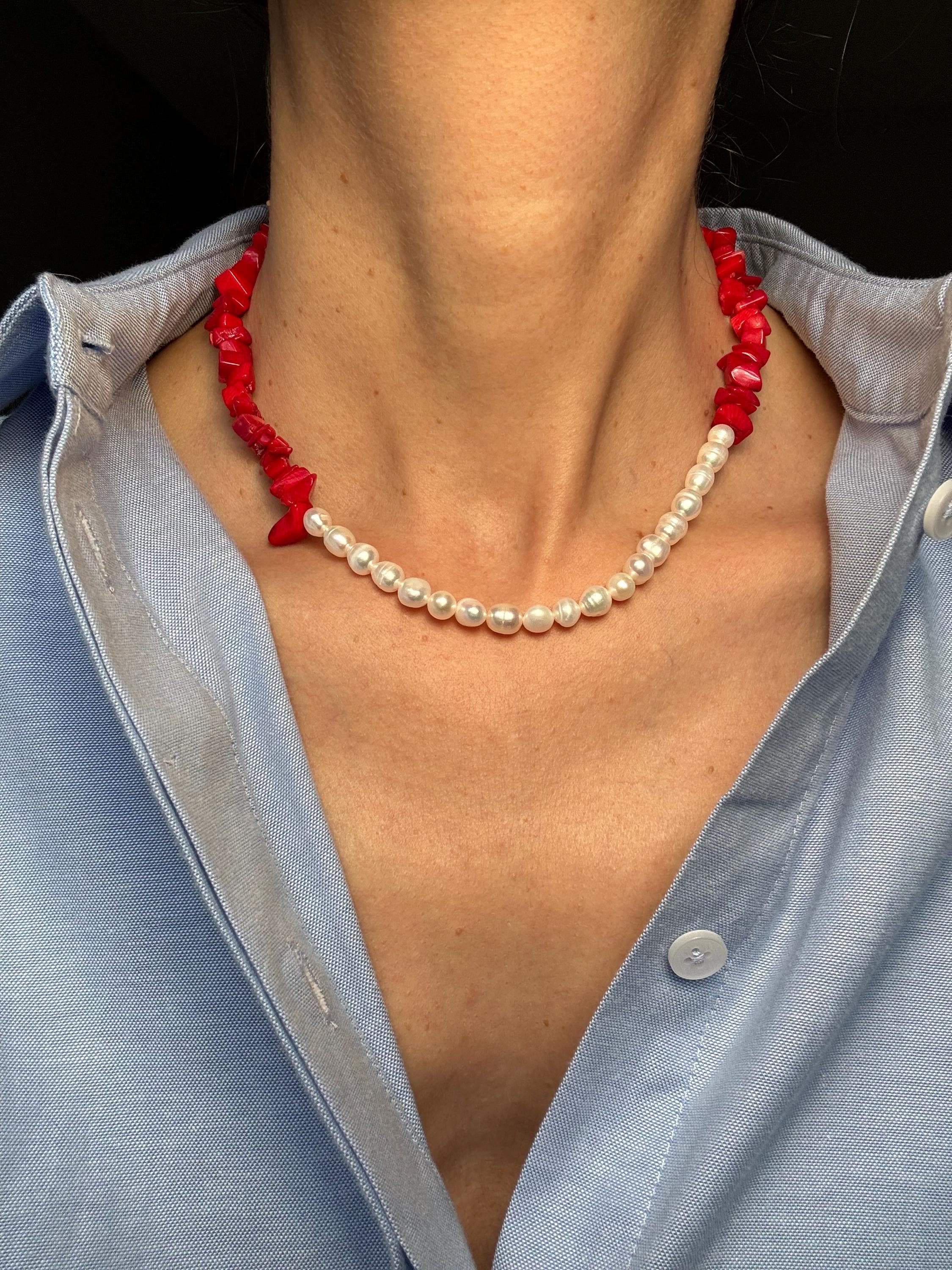 Baroque Pearl Coral Necklace