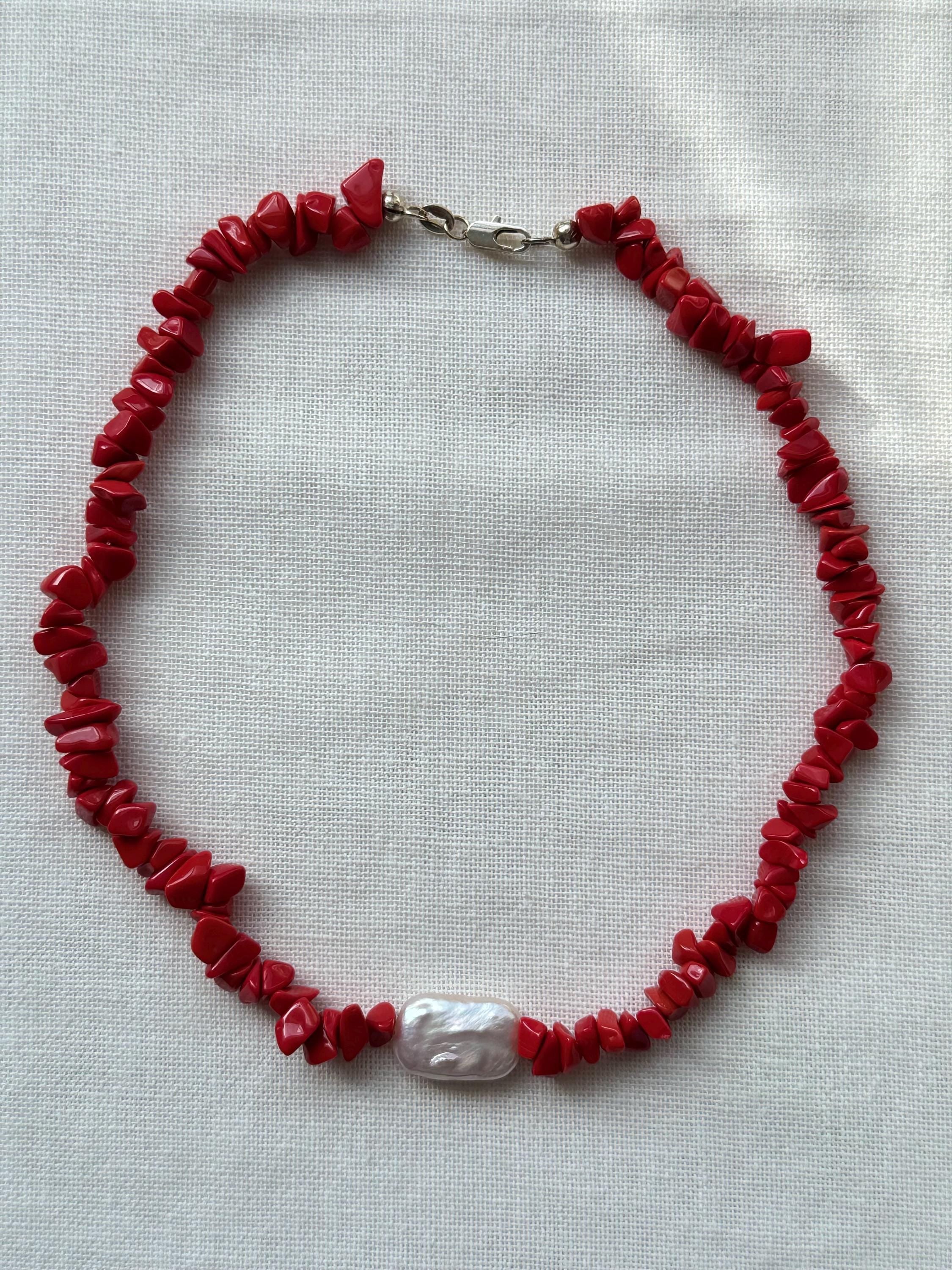 Baroque Pearl Coral Choker