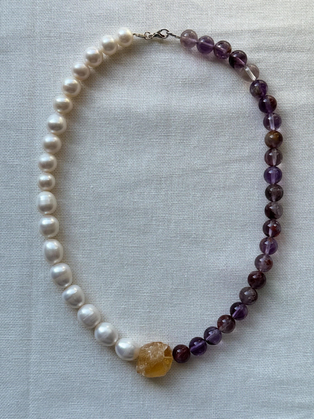 Ametrine Pearl Raw Citrine Necklace