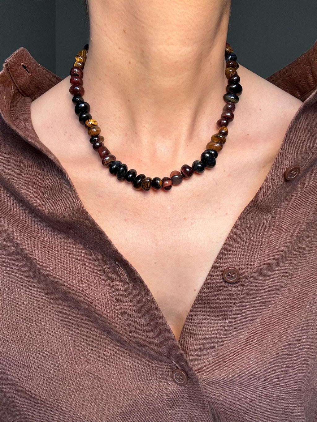 Tiger's Eye & Hawk's Eye Necklace