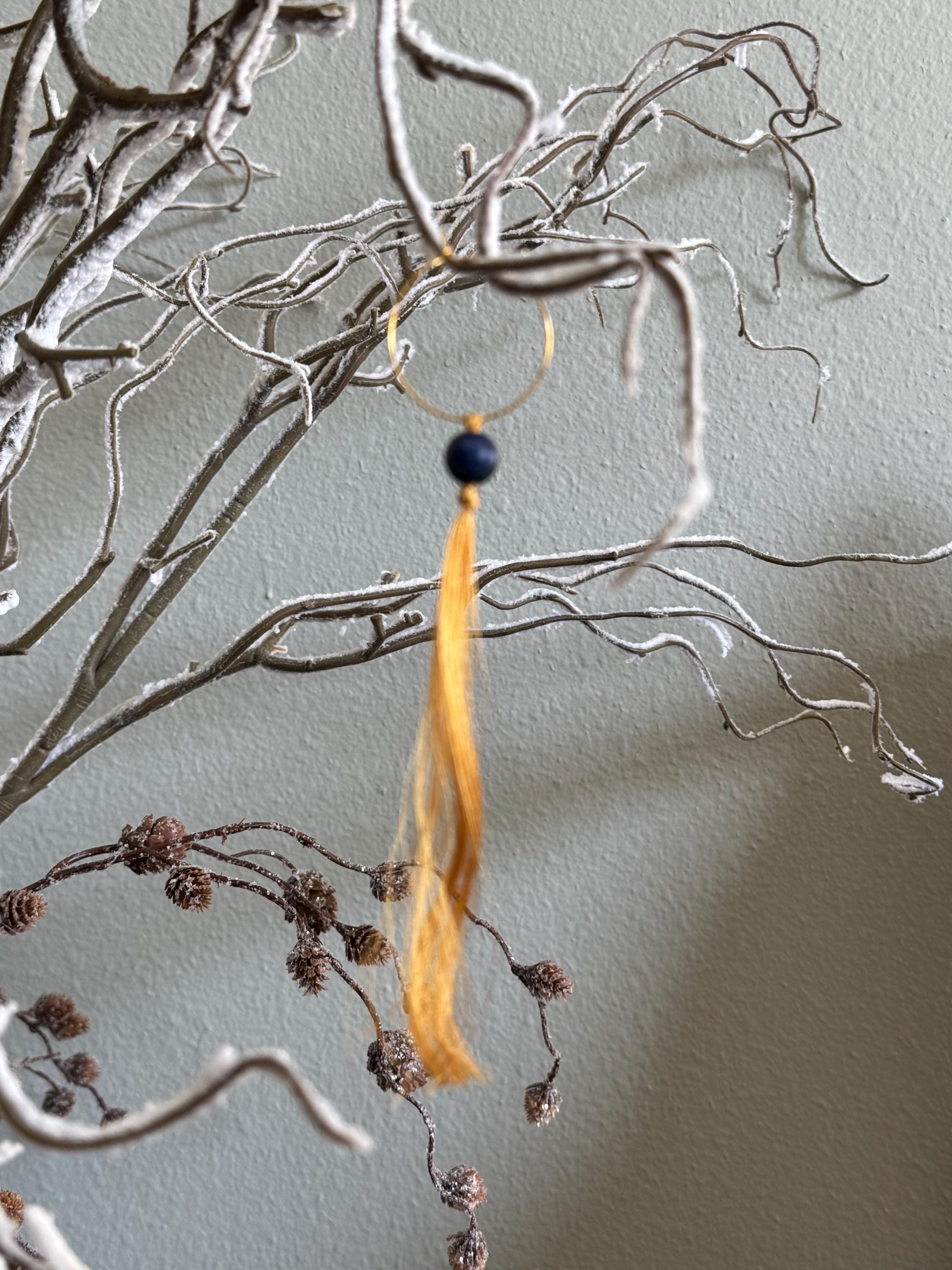 Lapis Lazuli Asymmetrical Earrings with Gold Silk Thread
