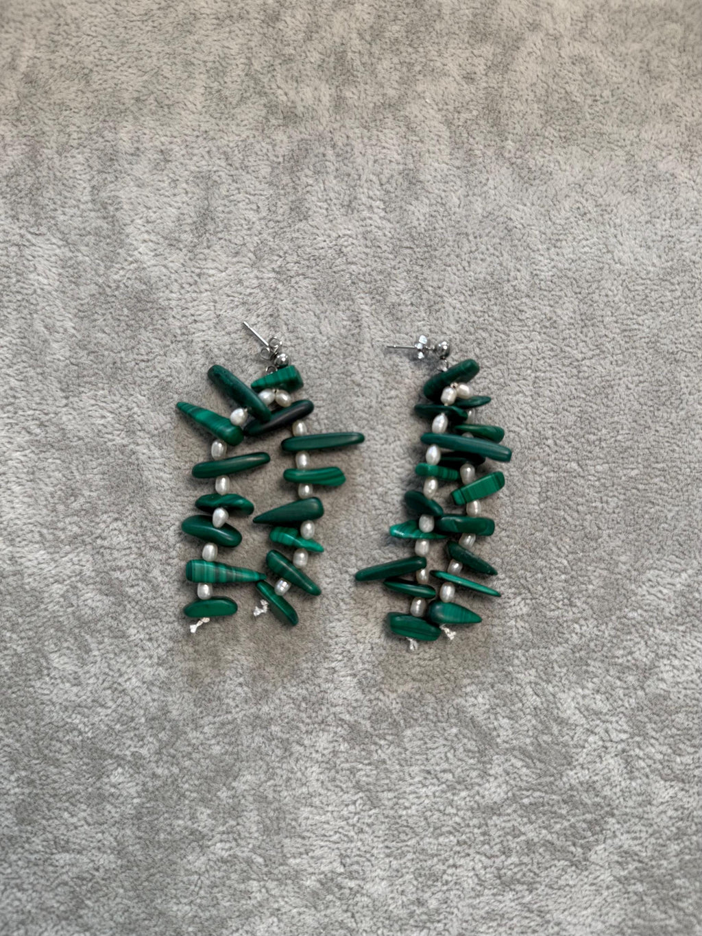 Malachite Pearl Drop Earrings