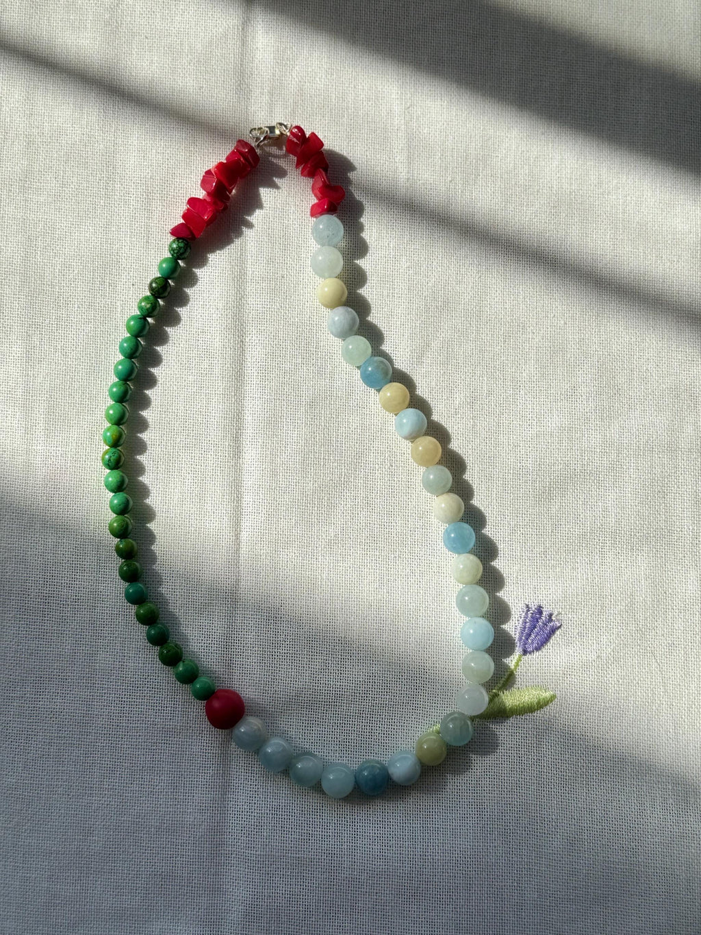 Aquamarine Green Turquoise Coral Necklace