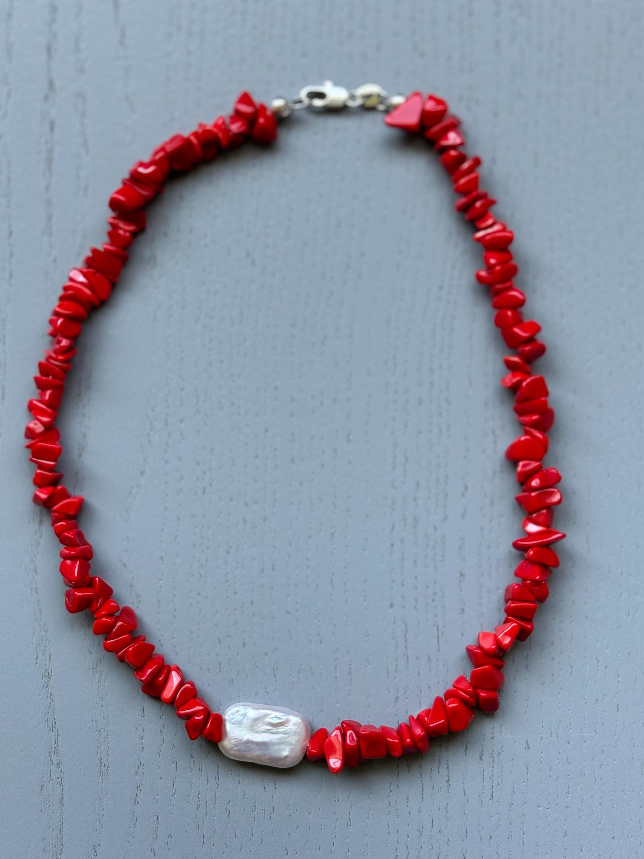 Baroque Pearl Coral Choker
