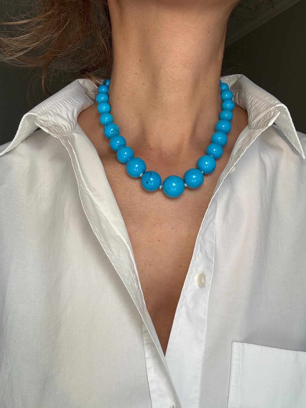 Blue Turquoise Silk Necklace
