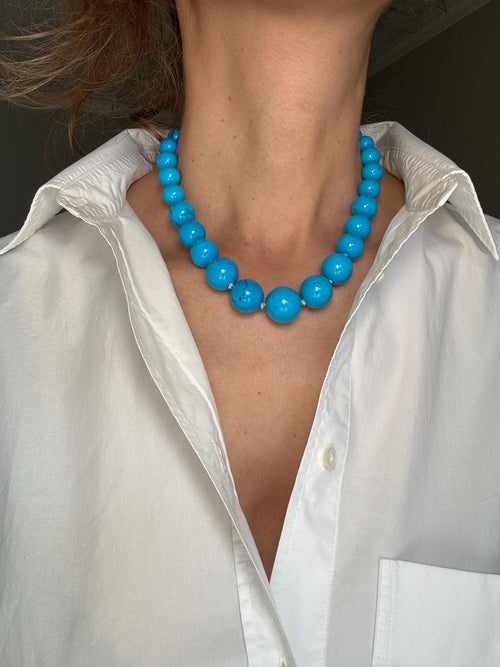 Blue Turquoise Silk Necklace