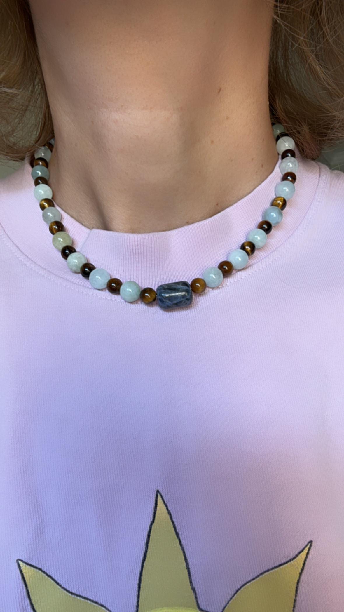 Aquamarine Tiger's Eye Sodalite Necklace