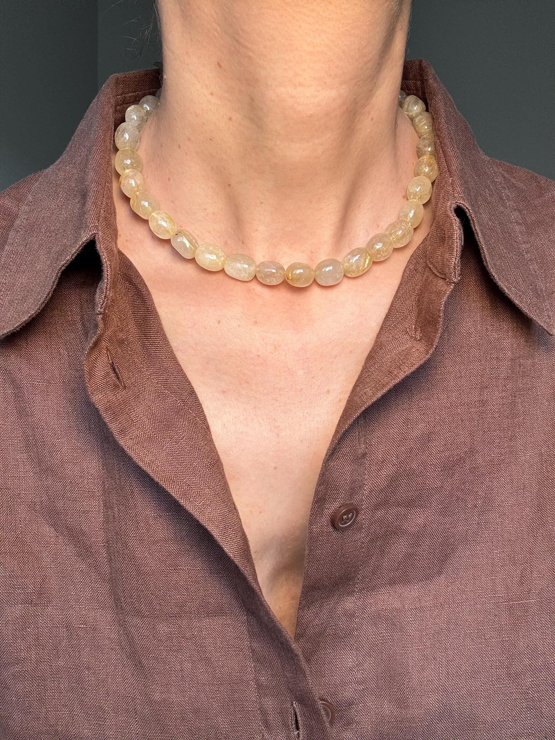 Golden Rutilated Quartz Necklace with Citrine