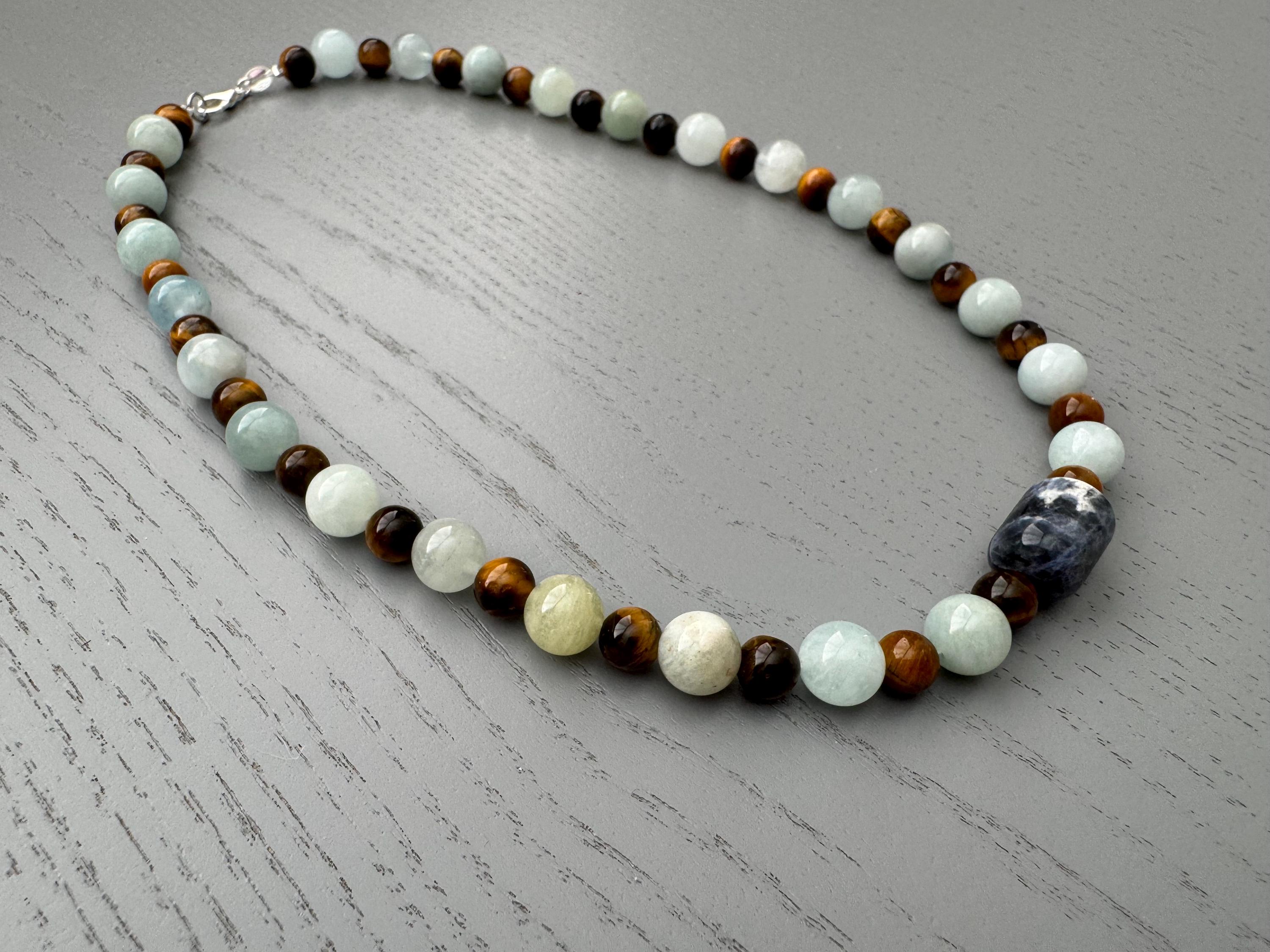 Aquamarine Tiger's Eye Sodalite Necklace