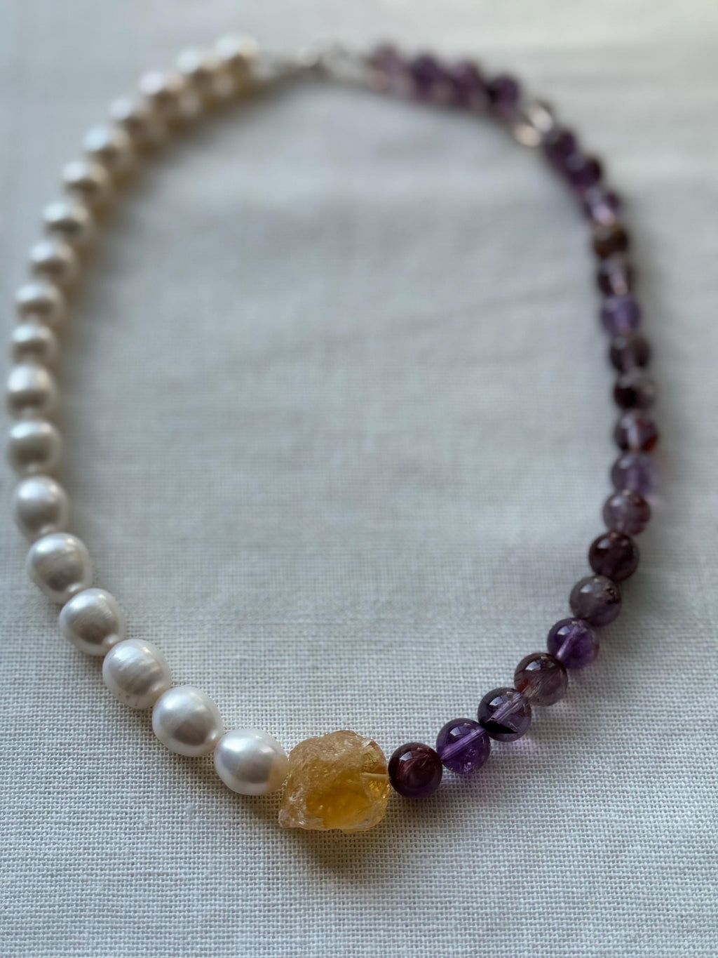 Ametrine Pearl Raw Citrine Necklace