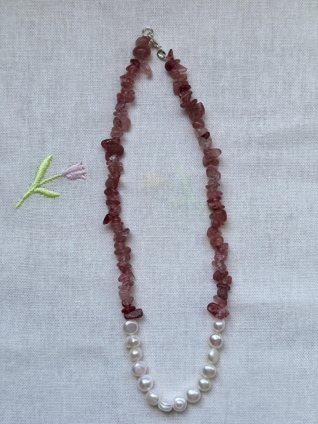 Baroque Pearl  Strawberry Quartz