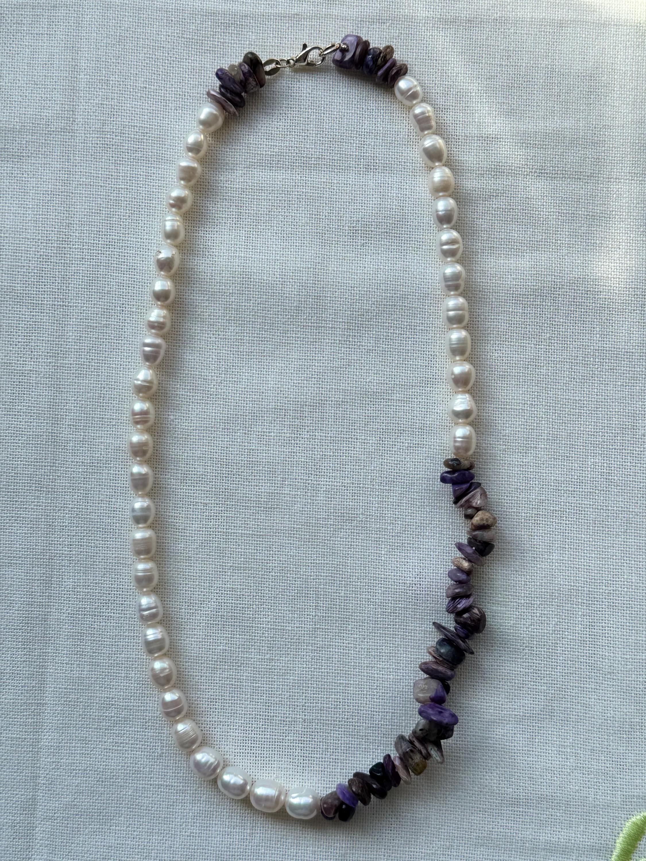 Pearl Charoite Necklace