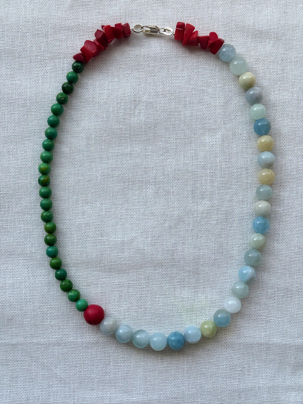 Aquamarine Green Turquoise Coral Necklace