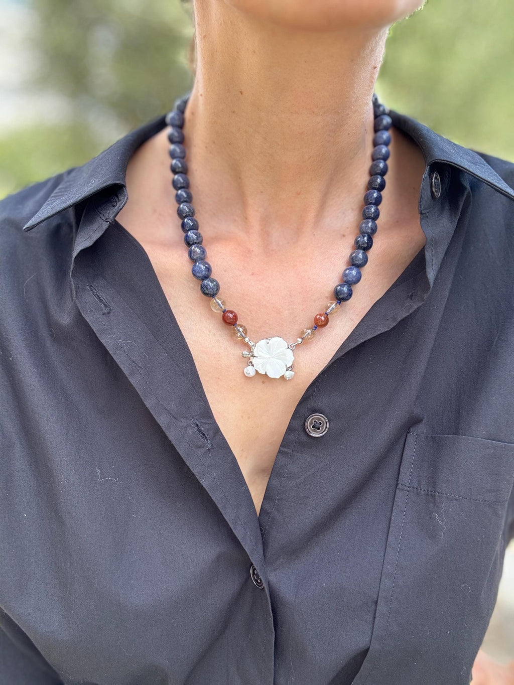 Blue Rutilated Quartz Necklace