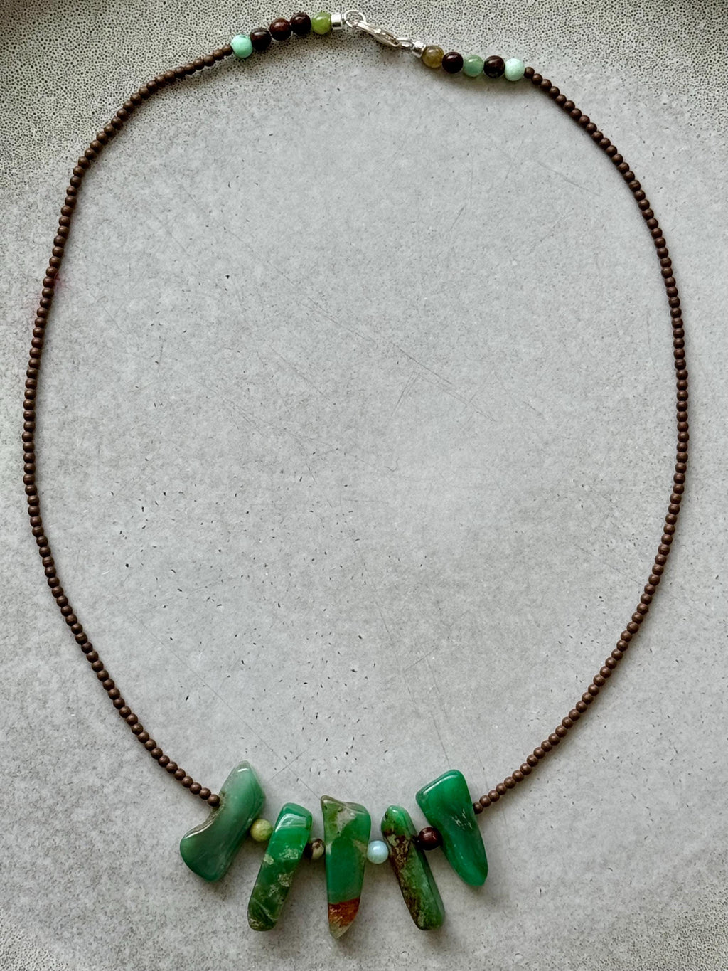 Chrysoprase Copper Hematite Necklace