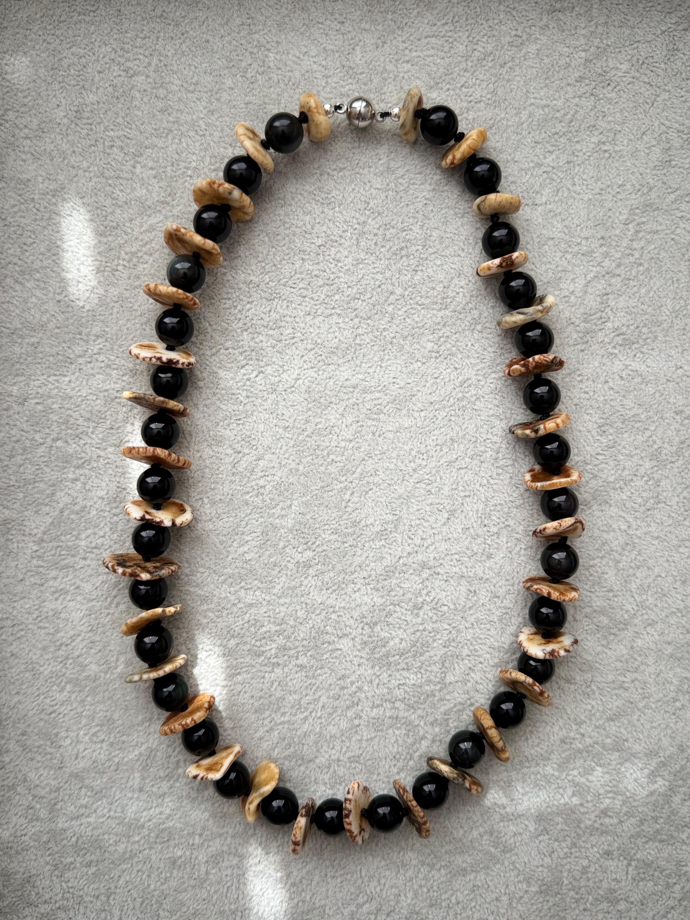 Obsidian & Magnesite Necklace