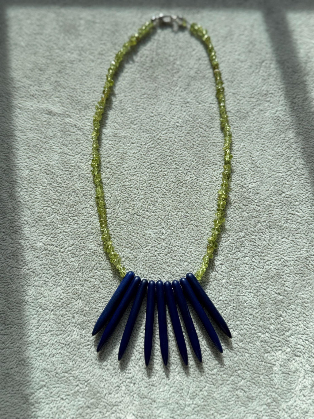 Peridot Blue Howlite Spike Necklace