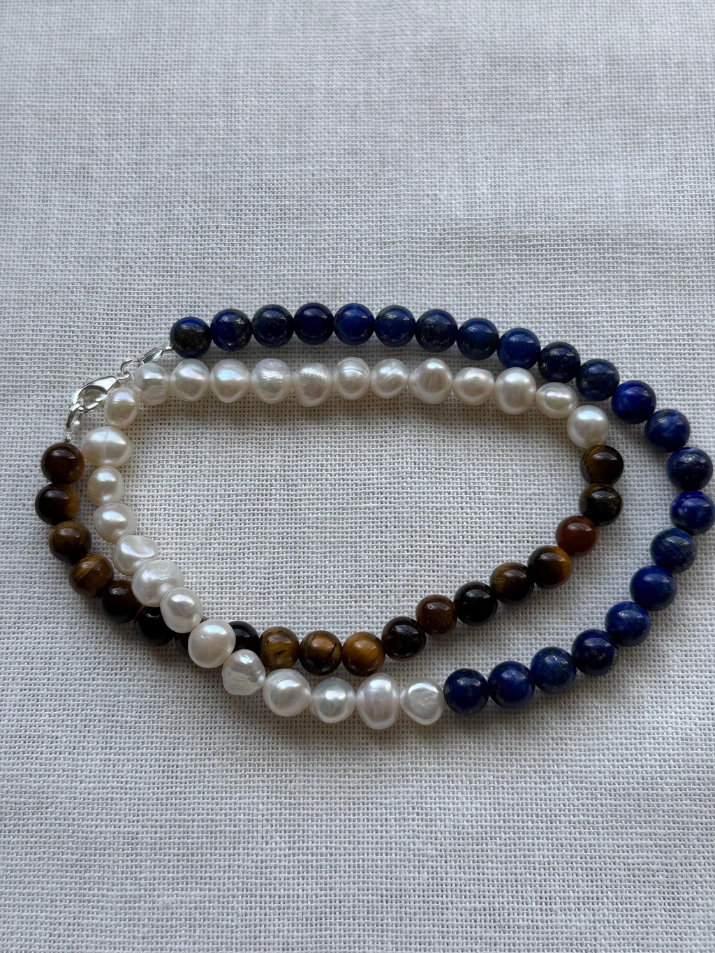 Lapis Lazuli Tiger's Eye Pearl Necklace