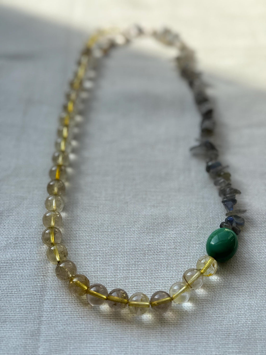Citrine Labradorite Green Turquoise Necklace