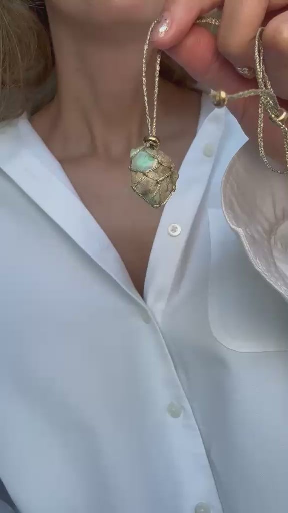 Video of the raw opal pendant necklace being worn